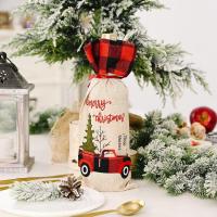 Christmas decorations burlap plaid wine bottle bag Christmas tree car creative design soft and dust-proof exquisite large capacity and practical red wine gift good choice first-rate