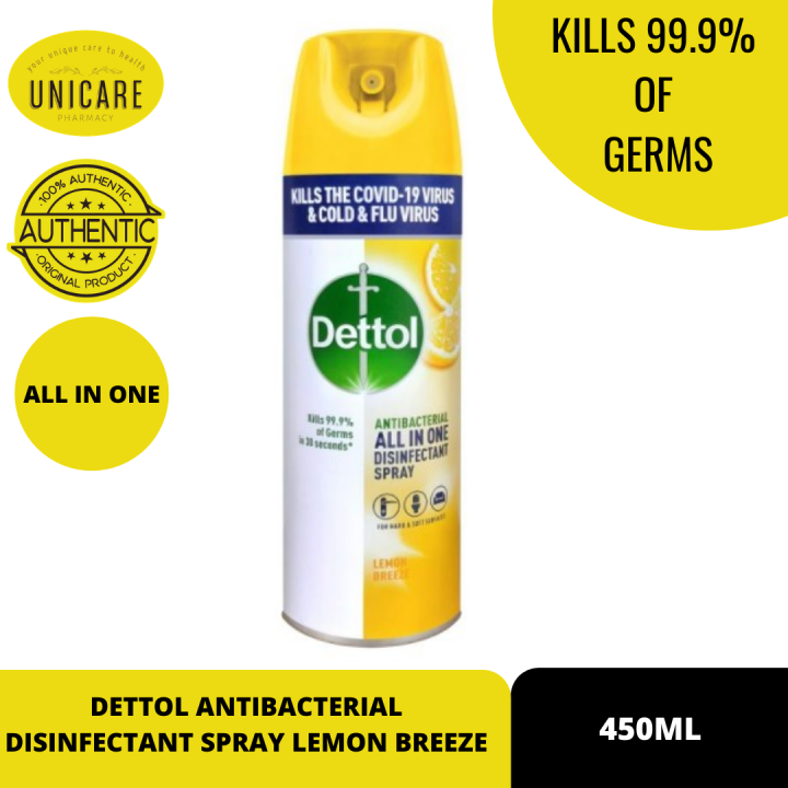 DETTOL ANTIBACTERIAL DISINFECTANT SPRAY LEMON BREEZE 450ML Lazada