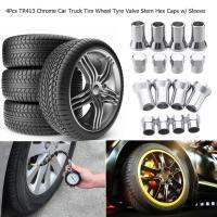 4Pcs TR413 Chrome Car Truck Tire Wheel Tyre Valve Stem Hex Caps Sleeve Covers Valve Stems Caps Adapters