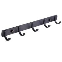 Black Space Aluminum Towel Bar with Robe Hooks Wall Mounted Bathroom Accessories Towel Rack Bathroom Accessories With Hooks