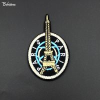 Paris Tower Size 9.9*6.1cm clothes Patch Applique iron on Embroidered Patch for Clothes Stickers Garment  Accessories Haberdashery