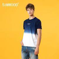 SIMWOOD กรมทรัพย์สินทางปัญญาย้อมคมชัดสีเสื้อยืดผู้ชาย O-คอจดหมายพิมพ์แฟชั่น Streetwear ผ้าฝ้าย100 ระบายอากาศท็อปส์ SJ120895