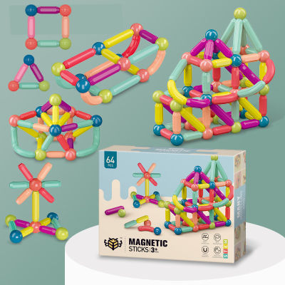 25-64pcs Big Size Funny Magnetic Building Blocks Sticks Set Montessori Educational Construction Toys for Kids Creative Gift