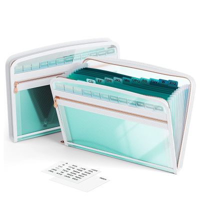 Expansion File Folder with Zipper Closure,13Pocket Accordion Expansion File Storage Bag,with Adhesive Label for Letter