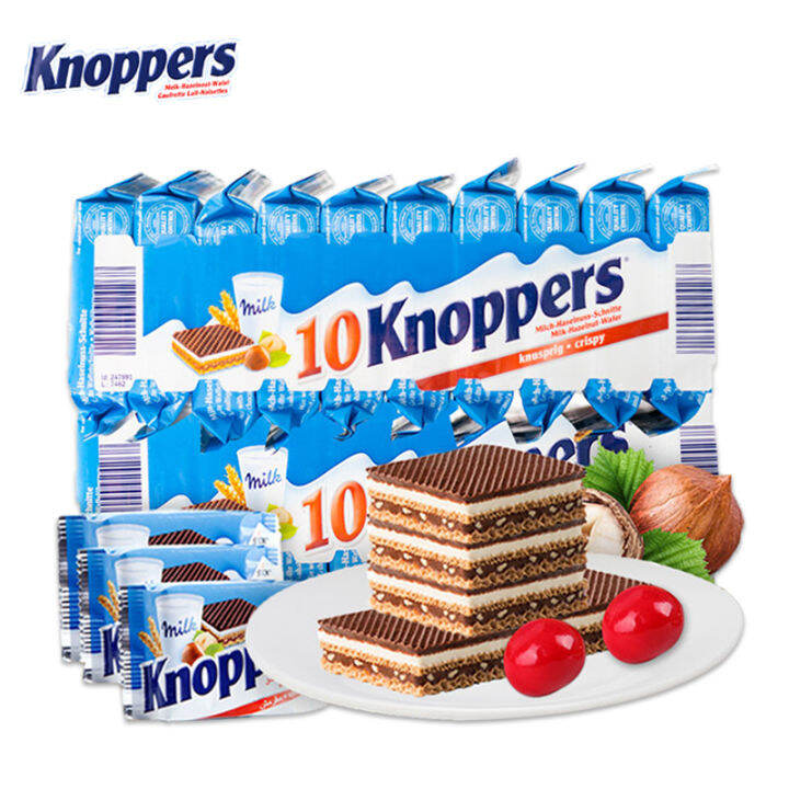 Germany Imported Knoppers Wafer Biscuits Milk Hazelnut Chocolate Sandwich Packed Meal