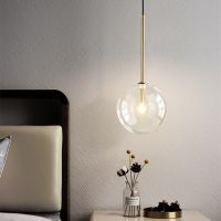 Modern Led Pendant Lamp Glass Ball Bedroom Hanging Nordic Living Indoor Decor Lighting Kitchen Bar Round Gold Suspension Lights