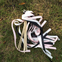 50pcslot 3 white pink and black Ribbons wands Twirling Streamers With Bell for wedding decoration