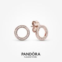 Official Store Pandora 14k Rose Gold-Plated Sparkling Circle Stud Earrings