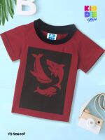 KiddeeCrew เสื้อเด็กแขนสั้น สีแดงพิมพ์ลายปลา Red fish print เหมาะสำหรับอายุ 1-10 ปี