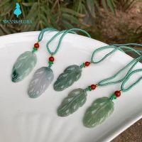 Natural Myanmar JADE Jadeite Leaf Pendant Necklace Gift Women Jewellery Fashion Accessories Luck Amulet