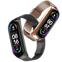 Strap For Xiaomi Mi Band 5 4 3 6 Stainless Metal Opaska Correa Mi Bend 4 Miband 5 Wristbands Bracelet for Amazfit band 5 Smartwatches