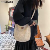 Web celebrity bags female autumn/winter 2023 new knitting wool single shoulder bag ins joker inclined