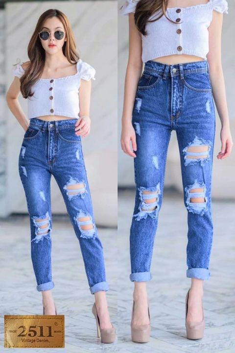 new-arrival-สินค้าใหม่-2511-vintage-denim-jeans-by-araya-กางเกงยีนส์-กางเกงยีนส์-ผญ-กางเกงแฟชั่นผู้หญิง-กางเกงยีนส์เอวสูง-กางเกงยีนส์ทรงบอย-ผ้าไม่ยืด