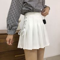 COD ⊕♂ imoq55 store Pleated skirt female spring 2020 skirt wild tie skirt Korean style college style short skirt a-line百褶裙女春2020年裙子百搭绑带半身裙韩版学院风短裙a字裙guose.my6.15