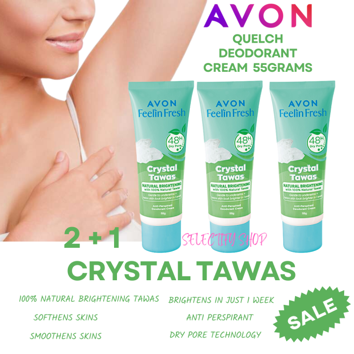 AVON FEELIN FRESH QUELCH CRYSTAL TAWAS WHITENING ANTIPERSPIRANT DEO