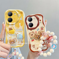 Phone Case เคส VIVO Y27 Y36 4G 5G Y35 Y22 Y22s Y02 Y02A Y02T ฤดูร้อนตุ๊กตา3D สีสันน่ารักการ์ตูนมาการองพร้อมดอกไม้กันกระแทกกรอบซิลิโคนนิ่ม2023