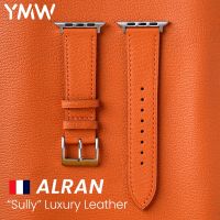 YMW France ALRAN SULLY สายหนังแท้สำหรับสายนาฬิกาข้อมือ45มม. 44มม. 49มม. 41มม. Ultar 8 7 6 SE อุปกรณ์เสริมของสมาร์ทวอทช์