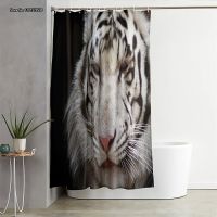 Animal White Tiger Design Shower Curtain 3D Printing Decoration Anti mildew and Waterproof Shower Curtain Anti slip Bath Mat