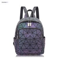 Issey Miyake Six-grid geometric diamond-shaped backpack backpack for men and women casual schoolbag large-capacity limited travel backpack