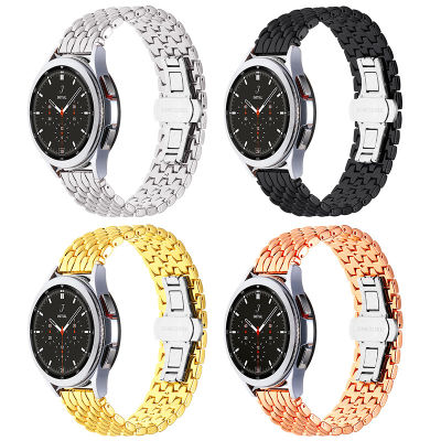 เหมาะสำหรับ galaxy watch4 สายรัดหัวเข็มขัดผีเสื้อลายมังกร Samsung watch 5 สายนาฬิกาโลหะลายมังกร 20mm