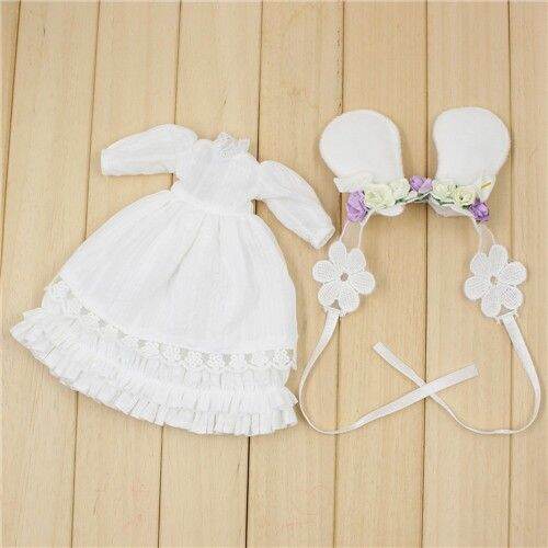 blythe-doll-clothes-ชุดเสื้อผ้าตุ๊กตาบลายธ์-white-dress-fit-for-licca-icy