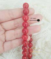 POOMJAI - หินปะการังสีแดง(Red Coral กำไลหินมงคล กำไลหินแท้ กำไลหินธรรมชาติ Lucky Stone ขนาด 8 - 12 มิลแบ่งขายเป็นเซต ฟรีไหมร้อย "หินแห่งการมองในแง่ดี"