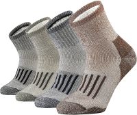 【YD】 Mens Wool Socks Moisture Wicking Outdoor Thicken Warm Hiking Heavy Cushion Quarter 4 Pairs Size 43-46