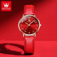 [COD] brand watch wholesale quartz Chinese red leather simple thin section ladies waterproof womens