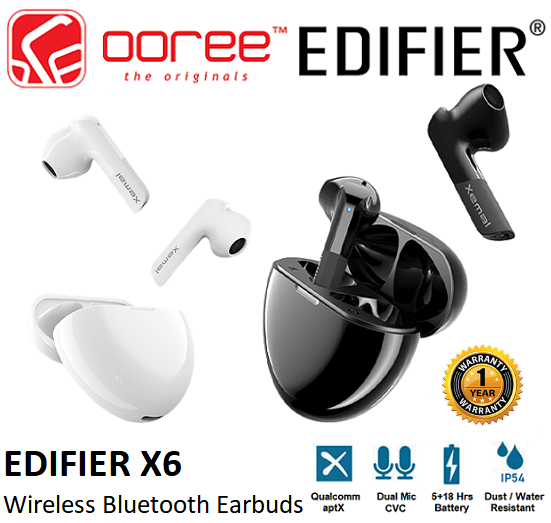 EDIFIER X6 BLUETOOTH V5.0 WIRELESS EARBUDS WITH DUAL MIC CVC, IP54 ...