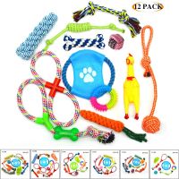 12pcs Dog Chew Rope Toys Durable Interactive Puppy Grinding Teeth Toy Teething Cleaning Toy Set Dog Squeaky Toys Bite Balls Toys