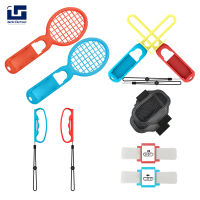 ME【ready Stock】10ชิ้น/เซ็ต10-In-1 Somatosensory Sports Game Set Grip Wrist Strap Leg Belt Lightsaber Tennis Racket Compatible For Switch Sports