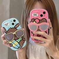 เคส RouJiang สำหรับ IPhone 15 14 13 12 11 Pro Max X XR Xs Max 8 7 6S Plus SE 2020การ์ตูนแว่นกันแดดแมวน่ารักพร้อมกรอบโทรศัพท์เคสป้องกันกล้องฝาครอบ TPU นิ่ม