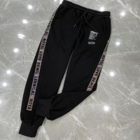 Black Side Letter Rhinestones Fleece Sweatpants Winter Thick Cozy Casual Pants Drawstring High Waist Harem Pants