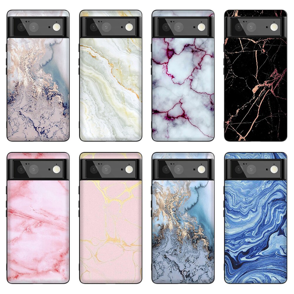 Google Case For Google Pixel 7 Pro 6A 5A 4A 3A 4 5 Marble Texture Silicone Phone Cover 