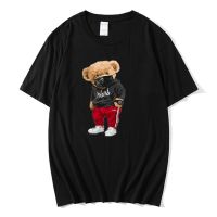 Summer 100Cotton Thin And Light T-Shirt Uni Couple Models Tees Print Teddy Bear Round Neck Loose Tops Mens Clothing XS-XXL