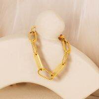 Upingi-ขายส่ง18K Gold PVD Plated เครื่องประดับสแตนเลส Twist paperclip Link Chain celetc474or