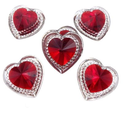 DIY 12/14/16/20/25mm Resin Red  Crystal  Heart Flatback Rhinestone Buttons Scrapbook Wedding Applique Ornaments  Crafts Haberdashery