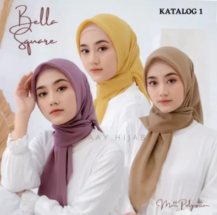 Nabil Collection || Hijab Segi 4 Bella Square || Kerudung Bella Square ...