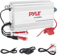 Pyle Hydra Marine Amplifier - Upgraded Elite Series 400 Watt 4 Channel Micro Amplifier - Waterproof, GAIN Level Controls, RCA Stereo Input, 3.5mm Jack, MP3 &amp; Volume Control (PLMRMP3A) Amplifier Standard Packaging