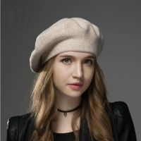 new Women 39;s Berets Hat Fashion Solid Color Wool Knitted Berets With Rhinestones Ladies Beanie Beret Black wine red cap female