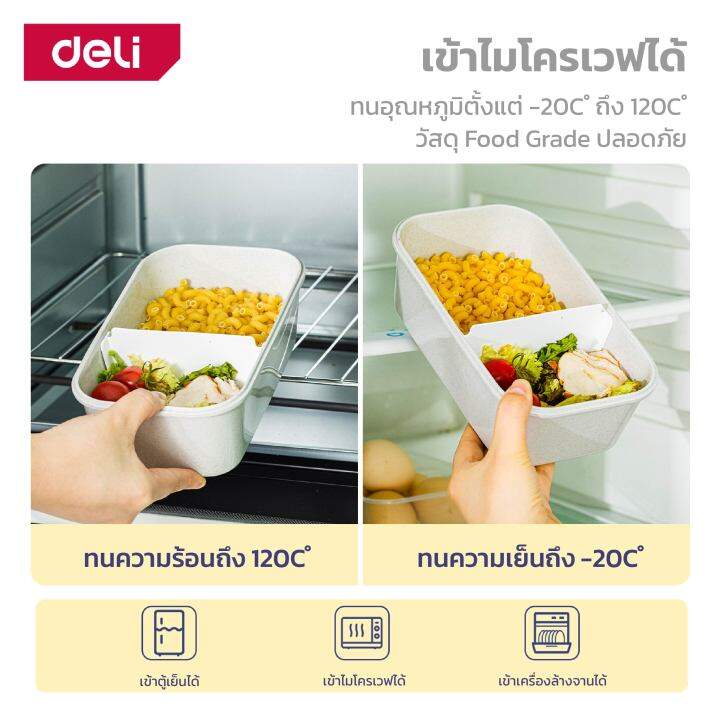 deli-กล่องใส่อาหาร-กล่องเก็บอาหาร-กล่องถนอมอาหาร-กล่องใส่อาหารกลางวัน-กล่องข้าว-กล่องอาหาร-เข้าไมโครเวฟได้-พกพาสะดวก-plastic-lunch-box