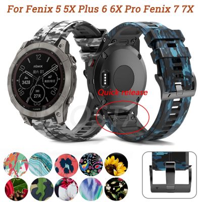 ⊕ 26 22MM silikonowy pasek do zegarków dla Garmin Fenix 7X 7 6X 6Pro 5 5X Plus zejście Mk2 D2 Quick Release smartband z zegarkiem akcesoria
