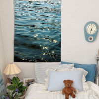 【cw】Chiffon Tapestry Sea Wave Scenery Light-transmitting Decorative Hanging Cloth INS Style Room Layout Photography Background Props