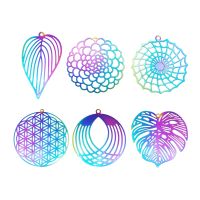 【YD】 5PC Color Steels Leaves Web Pendants for Jewelry Necklace Earring Making