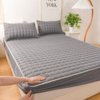 Thicken Quilted Gray Double Bed Sheet Cotton Mattress Cover Soft Breathable Elastic Fitted Sheet 150 180*200 Bed Linen Cover