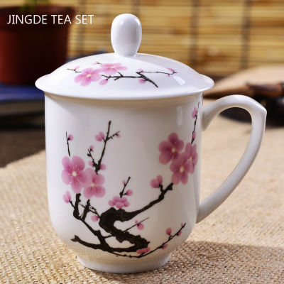 Jingdezhen เซรามิกความจุสูงถ้วยชาสำนักงานที่มีฝาครอบถ้วยน้ำชาบ้านพอร์ซเลนถ้วยน้ำ T Eaware อุปกรณ์ชา Infuser