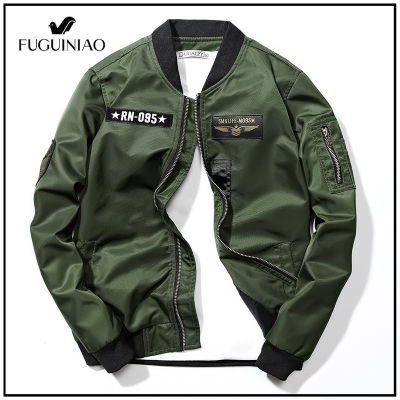 Fuguiniao 2021ผู้ชายและผู้หญิงเสื้อแจ็คเก็ตลำลองเสื้อแจ็คเก็ตนักบิน Streetwear เสื้อ M-3XL