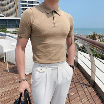 2022ใหม่แฟชั่นแบรนด์เสื้อโปโลผู้ชายฤดูร้อน Slim Fit แขนสั้นสีทึบ Polos Casual Business อย่างเป็นทางการ Polo Men Clothing