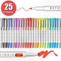 ปากกาเน้นข้อความสุดน่ารัก5สี/กล่องปากกาเน้นข้อความสองหัวสีสะท้อนแสงเครื่องเขียนเครื่องเขียนญี่ปุ่นสำหรับโรงเรียนและสำนักงาน