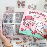 Kawaii Stickers Girl Pink Cartoon Pattern PET Photo Album DIY Diary Sticker Scrapbook Decoration Stationery Stickers